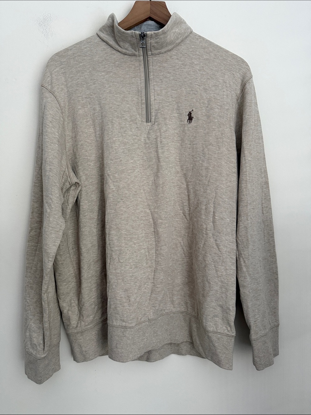 Polo Ralph Lauren Sweater Mens Brown Quarter Zip Pony Logo Mock Pullover L